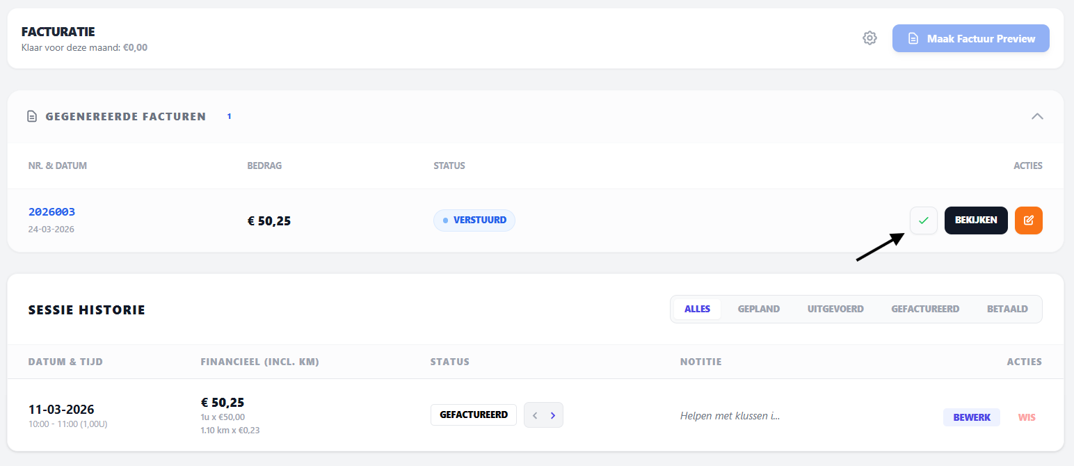 Betaling registreren van PGB factuur