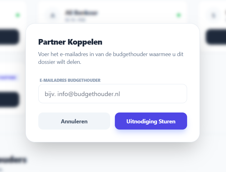 Popup budgethouder koppelen