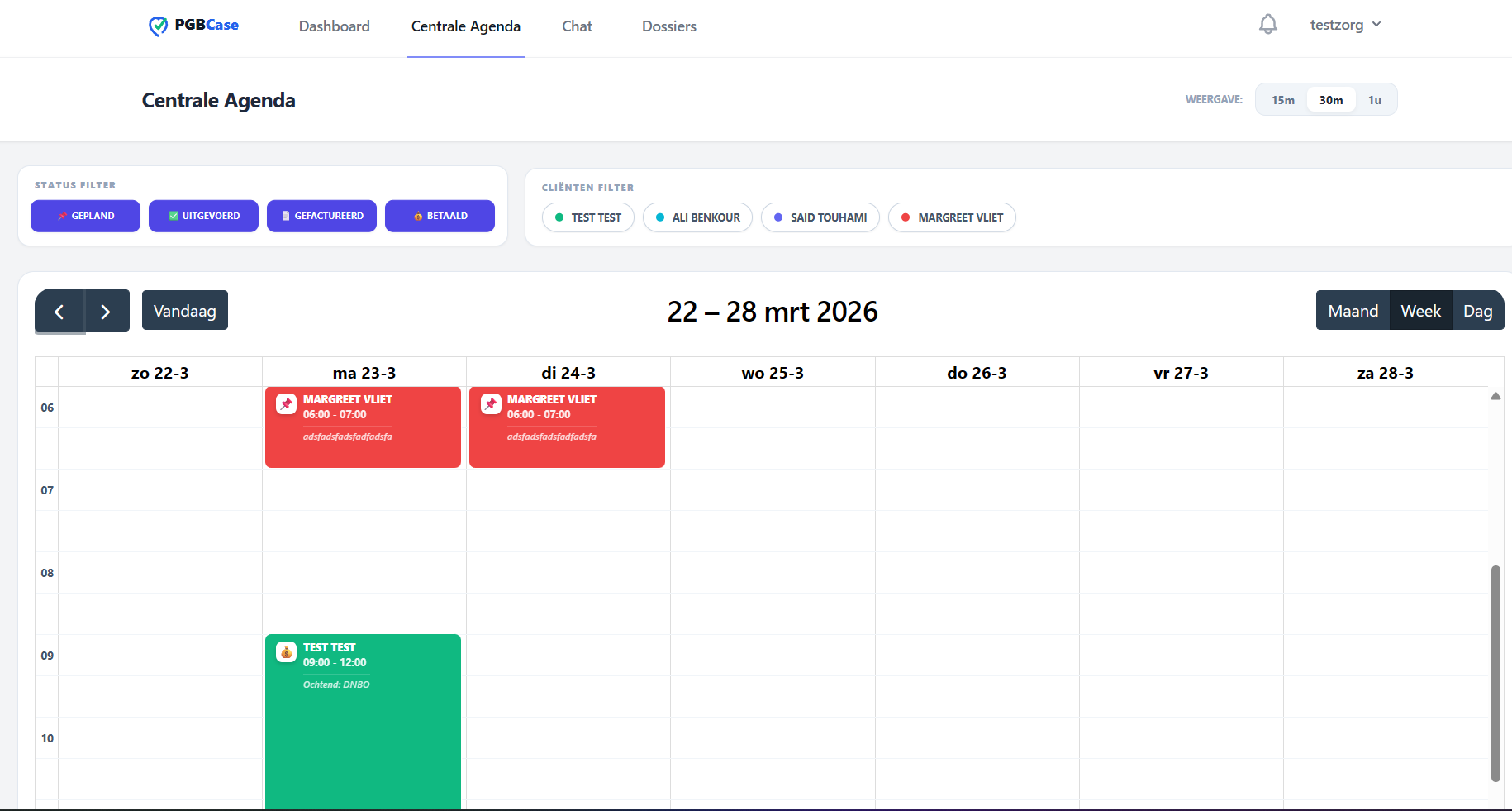 Centrale Agenda overzicht