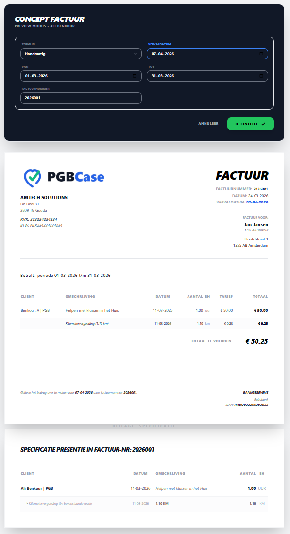 Concept factuur preview PGB systeem