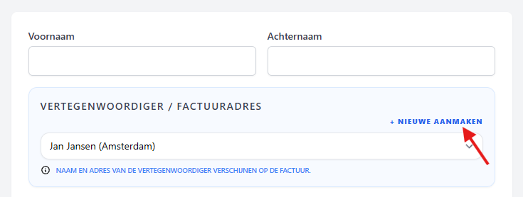Vertegenwoordiger koppelen