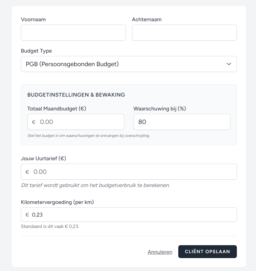 Cliënt Instellingen